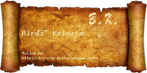 Biró Kriszta névjegykártya